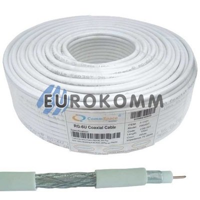 Коаксиальный кабель RG-6 CommSpace F603ST белый 100м