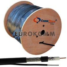 Коаксиальный кабель RG-6 CommSpace F660BVM CCS с тросом, черный 305м