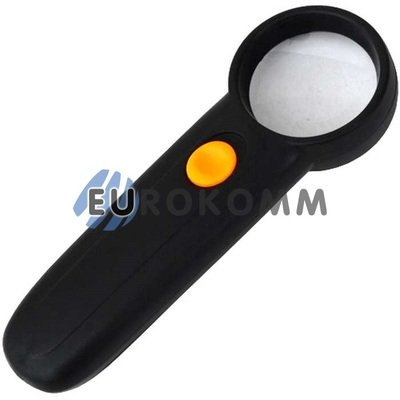 Лупа ручная круглая с LED подсветкой 8X кр. увеличение