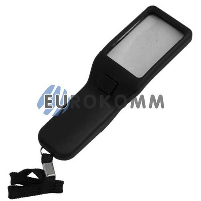 Лупа ручная с LED подсветкой 5X + УФ, прямоугольная 47х32мм