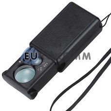Лупа ручна висувна з LED підсвічуванням + УФ, 30X-діам. 21мм; 60X-діам.12мм