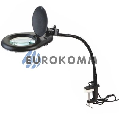Лупа-лампа на струбцине гибкая ножка с LED подсветкой, 5X кр. увеличение