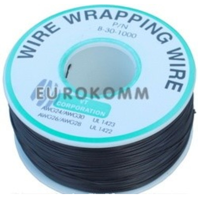 Провод монтажный 1 жила (30AWG), чёрный, на катушке 250м.