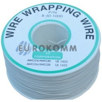 Провод монтажный 1 жила (30AWG), белый, на катушке 250м.