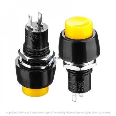 Кнопка Daier DS-450, OFF-ON, 2pin, 1A 250V, жёлтая