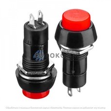 Кнопка Daier PBS-11B, OFF-(ON), 2pin, 1A 250V, красная