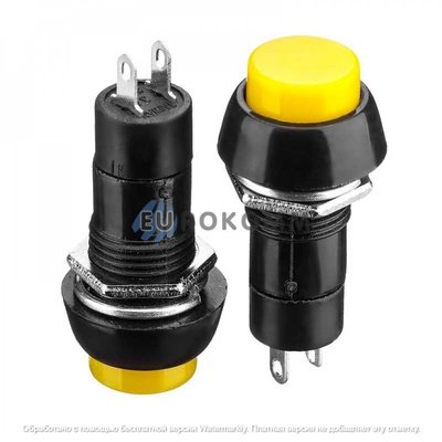 Кнопка Daier PBS-11B, OFF-(ON), 2pin, 1A 250V, жёлтая
