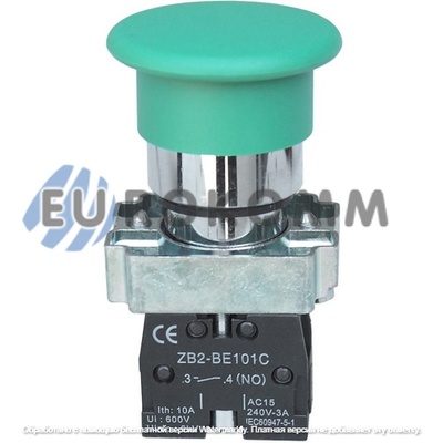 Кнопка "грибок" Daier XB2-BC31, ON-(OFF), без фиксации, 2pin, 3A 250V, зелёная