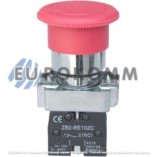 Кнопка "грибок" Daier XB2-BC542, ON-OFF, c фиксацией, 2pin, 3A 250V, красная