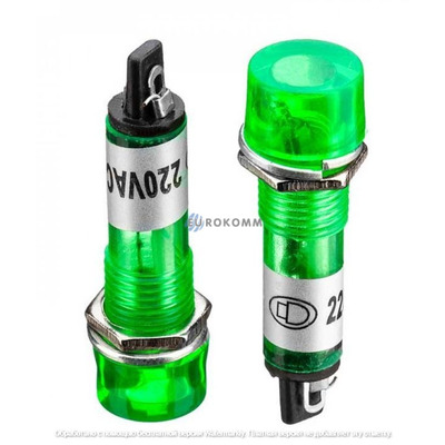 Светодиодный индикатор Daier XD10-3, диам.-10мм, 220V, зелёный, пластик