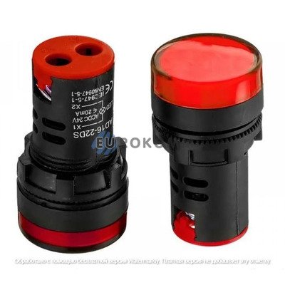 Светодиодный индикатор Daier AD-16-22DS, диам.-22мм, 220V, красный, под винт