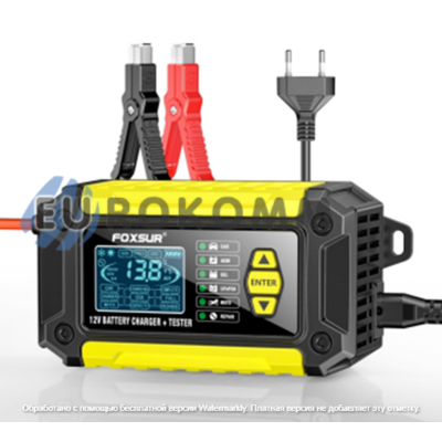 Зарядное устройство + тестер батарей Foxsur FTC-1206, 12V 6A, 4-120Ah