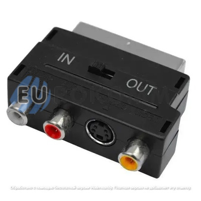 Перехідник штекер Скарт - 3 гнізда RCA + гніздо mini din4Р, з перемикачем