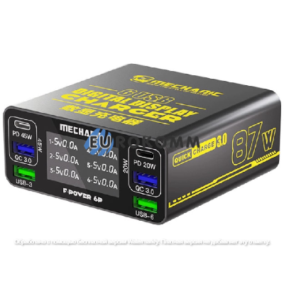 Сетевое зарядное устройство Mechanic F-Power 6P, 87W, 220V, с цифровой индикацией