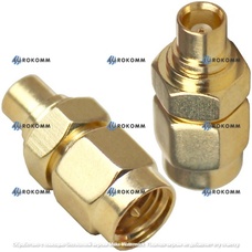 Переходник штекер SMA - гнездо MCX, латунь, gold