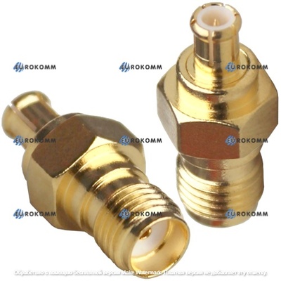 Переходник гнездо SMA - штекер MCX, латунь, gold