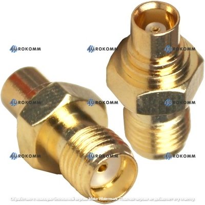 Переходник гнездо SMA - гнездо MCX, латунь, gold