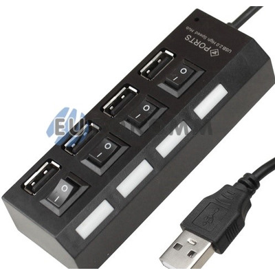 USB HUB на 4 порта USB 2.0, с выключателями и подсветкой