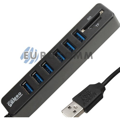 USB HUB на 6 портов USB 3.0, с картридером