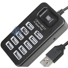 USB HUB на 10 портов USB 2.0, с выключателем (Model:P-1603), в блистере