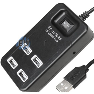 USB HUB на 4 порта USB 2.0, с выключателем (Model:P-1601), в блистере