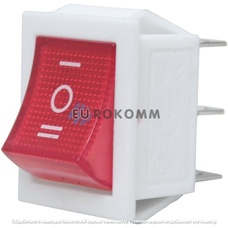 Переключатель Daier KCD2-203N, с подсветкой, ON-OFF-ON, 6pin, 15A 250V, красный, белый корпус
