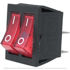 Переключатель Daier KCD2-2101 двойной, ON-OFF, 4pin, 15A 250V, красный