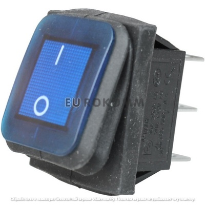 Переключатель Daier KCD2-202NW, с подсветкой, влагозащищённый, ON-ON, 6pin, 15A 250V, синий