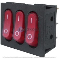Переключатель Daier KCD2-3101, тройной, ON-OFF, 6pin, 15A 250V, красный