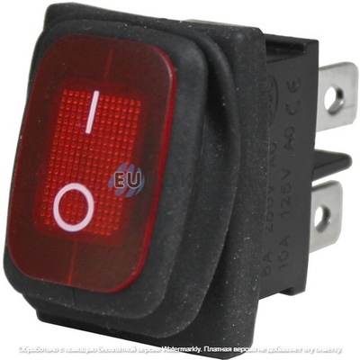 Переключатель Daier KCD1-4-201NW RD, с подсветкой, влагозащищённый, ON-OFF, 4pin, 6A 250VAC, красный