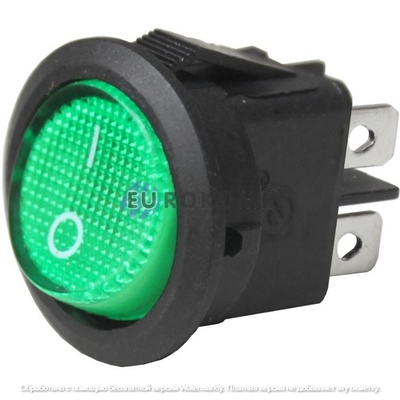 Переключатель Daier KCD1-8-201N, с подсветкой, ON-OFF, 4pin, 6A 250V, зелёный