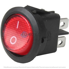 Переключатель Daier KCD1-8-201N, с подсветкой, ON-OFF, 4pin, 6A 250V, красный