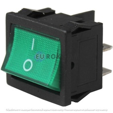 Переключатель Daier KCD1-6-201N, с подсветкой, ON-OFF, 4pin, 6A 250V, зелёный