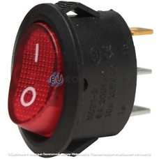 Переключатель Daier KCD1-9-101N, с подсветкой, ON-OFF, 3pin, 6A 250V, красный