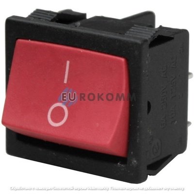 Переключатель Daier KCD1-6-201 RD, ON-OFF, 4pin, 6A 250VAC, красный
