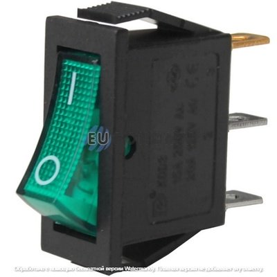 Переключатель Daier KCD3-101N, с подсветкой, ON-OFF, 3pin, 15A 250V, зелёный