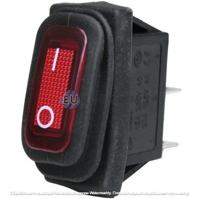 Переключатель Daier KCD3-101W RD, ON-FF, 2pin, 15A 250VAC (без подсветки)