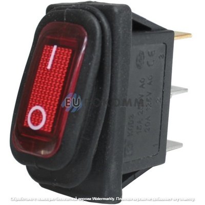 Переключатель Daier KCD3-101NW, с подсветкой, влагозащищённый, ON-FF, 3pin, 15A 250V, красный