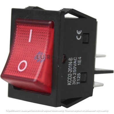Переключатель Daier KCD2-201N-B, с подсветкой, ON-OFF, 4pin, 30A 250V, красный