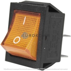 Переключатель Daier KCD2-201N, с подсветкой, ON-OFF, 4pin, 15A 250V, жёлтый