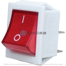 Переключатель Daier KCD2-201N, с подсветкой, ON-OFF, 4pin, 15A 250V, красный, белый корпус