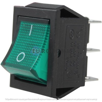 Переключатель Daier KCD2-202N, с подсветкой, ON-ON, 6pin, 15A 250V, зелёный