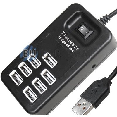 USB HUB на 7 портов USB 2.0, с выключателем (Model:P-1602), в блистере