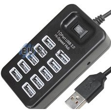 USB HUB на 10 портов USB 2.0, с выключателем (Model:P-1603), в блистере