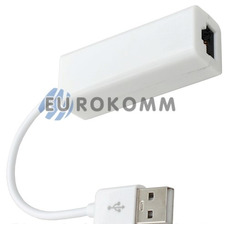 Адаптор ETHERNET USB 2.0 (шт.USB- гн.8Р8С) c кабелем, белый