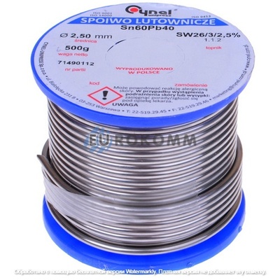 Припой Cynel Sn60Pb40-SW26, диам.-2,5мм, 500г, на катушке