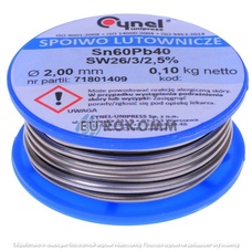 Припой Cynel Sn60Pb40-SW26, диам.-2мм, 100г на катушке