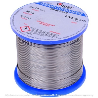 Припой Cynel Sn60Pb40-SW26, 0,7мм, 500г, на катушке