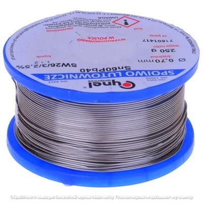 Припой Cynel Sn60Pb40-SW26, диам.-0,7мм, 250г, на катушке