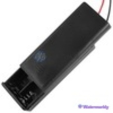 Корпус для двух батареек типа ААA с крышкой и переключателем ON-OFF, 62x25х16мм, с проводками 14см